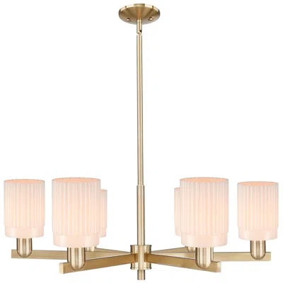 Innovations Lighting Arcadia Hadley 34"w 6 Light Bronze Stem Chandelier W/ White Shade