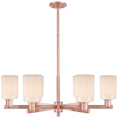 Innovations Lighting Arcadia Hadley 34"w 6 Light Copper Stem Chandelier W/ White Shade In Gold