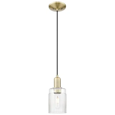 Innovations Lighting Arcadia Hadley 5"w Brass Cord Hung Mini Pendant With Clear Shade