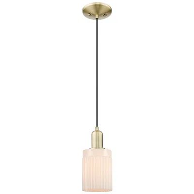 Innovations Lighting Arcadia Hadley 5"w Brass Cord Hung Mini Pendant With Matte White Shade