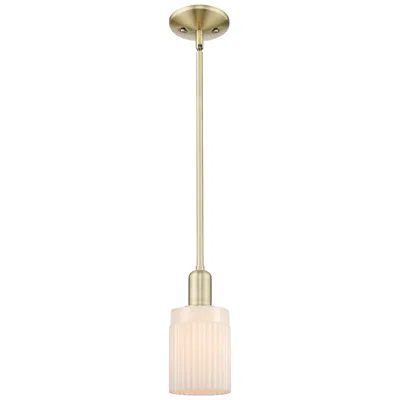 Innovations Lighting Arcadia Hadley 5"w Brass Stem Hung Mini Pendant With Matte White Shade
