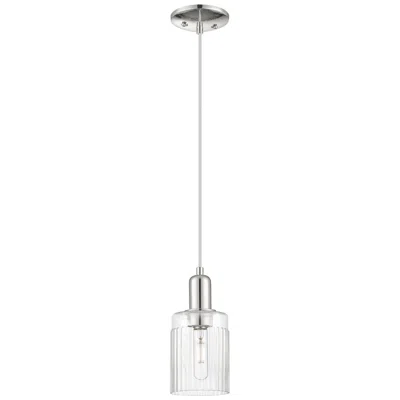 Innovations Lighting Arcadia Hadley 5"w Polished Nickel Cord Mini Pendant W/ Clear Shade In Silver