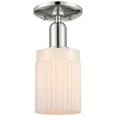 Innovations Lighting Arcadia Hadley 5"w Polished Nickel Semi-flush W/ Matte White Shade