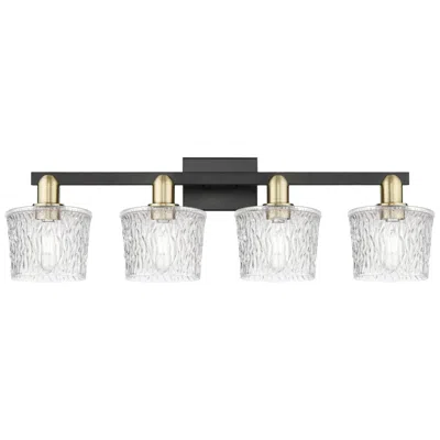 Innovations Lighting Arcadia Niagara 34"w 4 Light Black Brass Vanity Light W/ Clear Shade