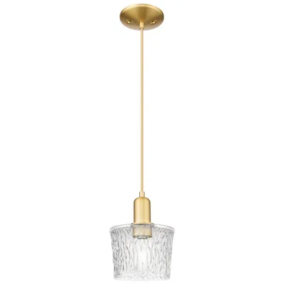 Innovations Lighting Arcadia Niagara 7"w Satin Gold Cord Hung Mini Pendant With Clear Shade