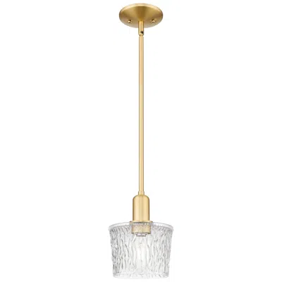 Innovations Lighting Arcadia Niagara 7"w Satin Gold Stem Hung Mini Pendant With Clear Shade