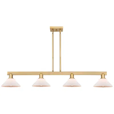 Innovations Lighting Arcadia Orwell 51"w 4-lt Brushed Brass Stem Island Light W/ White Shade In Gold