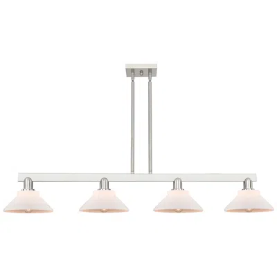 Innovations Lighting Arcadia Orwell 51"w 4-lt Nickel Stem Island Light W/ Matte White Shade