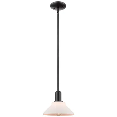 Innovations Lighting Arcadia Orwell 8"w Black Stem Hung Mini Pendant W/ Matte White Shade