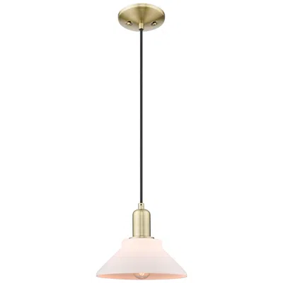 Innovations Lighting Arcadia Orwell 8"w Brass Cord Hung Mini Pendant With Matte White Shade