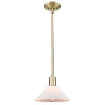 Innovations Lighting Arcadia Orwell 8"w Brass Stem Hung Mini Pendant With Matte White Shade