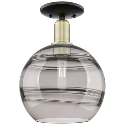 Innovations Lighting Arcadia Rochester 10"w Black Brass Semi-flush W/ Light Smoke Shade