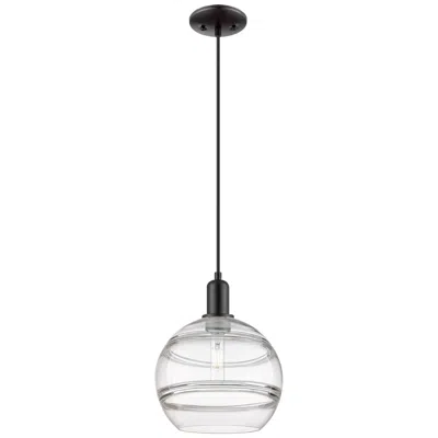 Innovations Lighting Arcadia Rochester 10"w Black Cord Hung Mini Pendant W/ Clear Shade