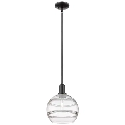 Innovations Lighting Arcadia Rochester 10"w Black Stem Hung Mini Pendant W/ Clear Shade