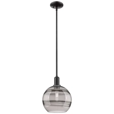 Innovations Lighting Arcadia Rochester 10"w Black Stem Mini Pendant W/ Light Smoke Shade