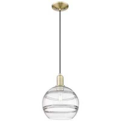 Innovations Lighting Arcadia Rochester 10"w Brass Cord Hung Mini Pendant With Clear Shade