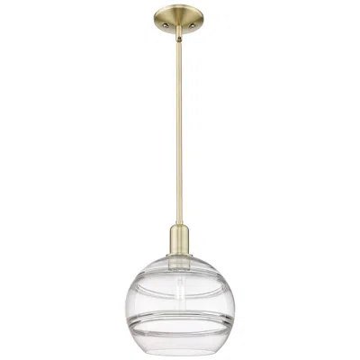 Innovations Lighting Arcadia Rochester 10"w Brass Stem Hung Mini Pendant With Clear Shade