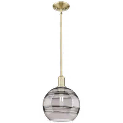 Innovations Lighting Arcadia Rochester 10"w Brass Stem Mini Pendant W/ Light Smoke Shade