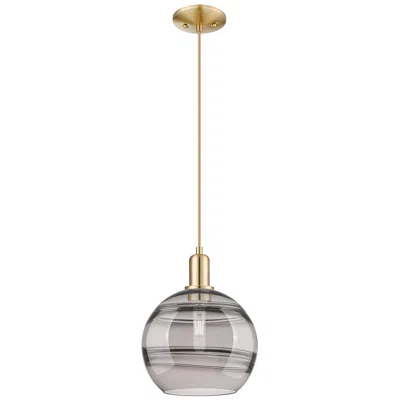 Innovations Lighting Arcadia Rochester 10"w Bronze Cord Mini Pendant W/ Light Smoke Shade