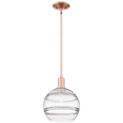 Innovations Lighting Arcadia Rochester 10"w Copper Stem Hung Mini Pendant With Clear Shade