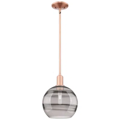 Innovations Lighting Arcadia Rochester 10"w Copper Stem Mini Pendant W/ Light Smoke Shade
