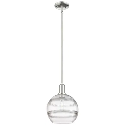 Innovations Lighting Arcadia Rochester 10"w Polished Nickel Stem Pendant W/ Clear Shade
