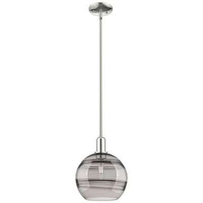 Innovations Lighting Arcadia Rochester 10"w Polished Nickel Stem Pendant W/ Light Smoke Shade