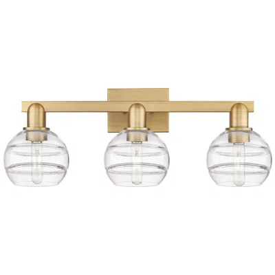 Innovations Lighting Arcadia Rochester 25"w 3 Light Brushed Brass Bath Light W/ Clear Shade