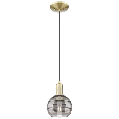 Innovations Lighting Arcadia Rochester 6"w Brass Cord Mini Pendant W/ Light Smoke Shade