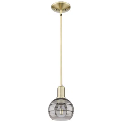 Innovations Lighting Arcadia Rochester 6"w Brass Stem Mini Pendant W/ Light Smoke Shade
