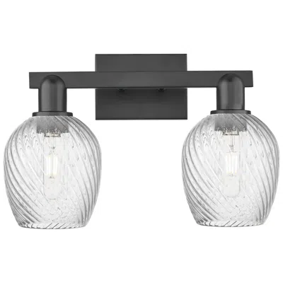 Innovations Lighting Arcadia Salina 17"w 2 Light Black Bath Light W/ Fluted Shade