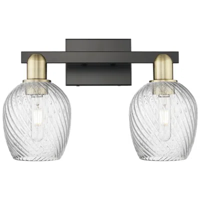 Innovations Lighting Arcadia Salina 17"w 2 Light Black Brass Bath Light W/ Fluted Shade