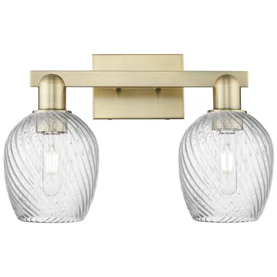 Innovations Lighting Arcadia Salina 17"w 2 Light Brass Bath Light W/ Fluted Shade