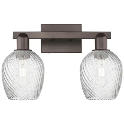 Innovations Lighting Arcadia Salina 17"w 2 Light Oiled Bronze Bath Light W/ Fluted Shade