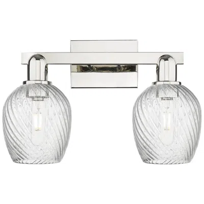 Innovations Lighting Arcadia Salina 17"w 2 Light Polished Nickel Bath Light W/ Fluted Shade In Silver
