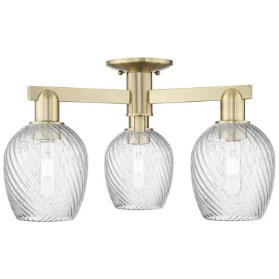Innovations Lighting Arcadia Salina 23"w 3 Light Brass Semi.flush Mount W/ Fluted Shade