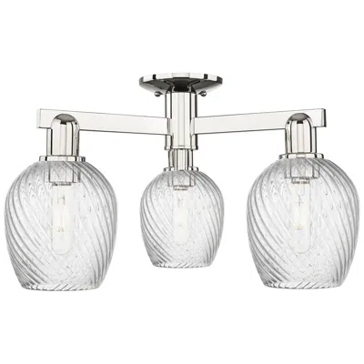 Innovations Lighting Arcadia Salina 23"w 3 Light Polished Nickel Semi-flush W/ Fluted Shade