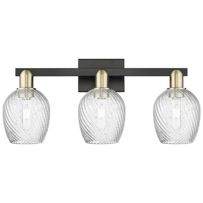 Innovations Lighting Arcadia Salina 25"w 3 Light Black Brass Bath Light W/ Fluted Shade