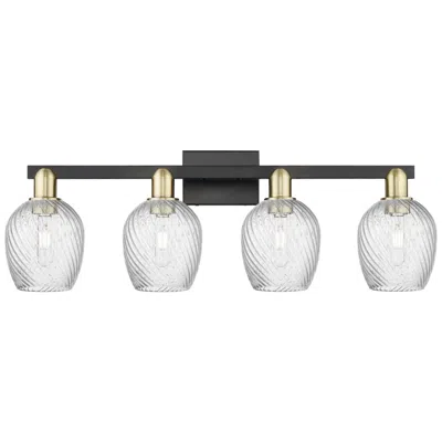 Innovations Lighting Arcadia Salina 33"w 4 Light Black Brass Bath Light W/ Fluted Shade