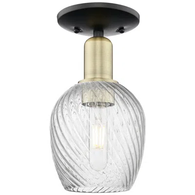Innovations Lighting Arcadia Salina 6"w Black Brass Semi.flush Mount W/ Fluted Shade