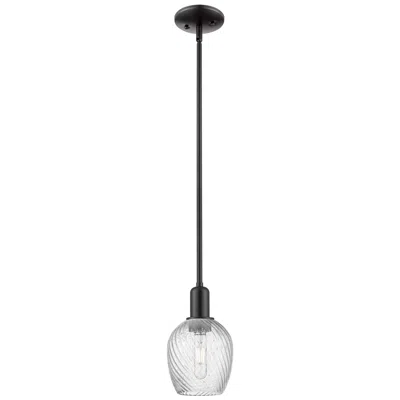 Innovations Lighting Arcadia Salina 6"w Black Stem Pendant W/ Clear Spiral Fluted Shade