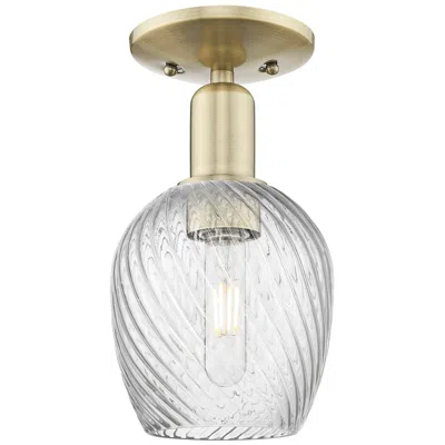 Innovations Lighting Arcadia Salina 6"w Brass Semi.flush Mount W/ Clear Spiral Fluted Shade