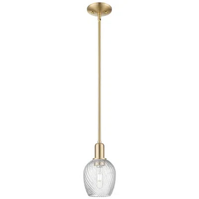 Innovations Lighting Arcadia Salina 6"w Bronze Stem Pendant W/ Clear Spiral Fluted Shade In Gold