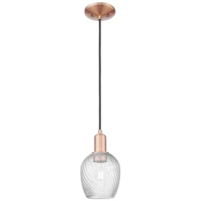 Innovations Lighting Arcadia Salina 6"w Copper Cord Pendant W/ Clear Spiral Fluted Shade