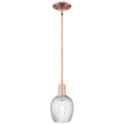 Innovations Lighting Arcadia Salina 6"w Copper Stem Pendant W/ Clear Spiral Fluted Shade