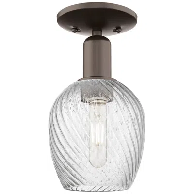 Innovations Lighting Arcadia Salina 6"w Oiled Bronze Semi.flush Mount W/ Fluted Shade In Transparent