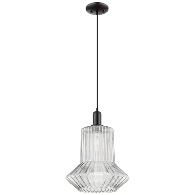 Innovations Lighting Arcadia Springwater 12"w Black Cord Mini Pendant W/ Clear Fluted Shade