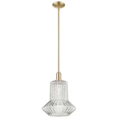 Innovations Lighting Arcadia Springwater 12"w Bronze Stem Pendant W/ Clear Fluted Shade