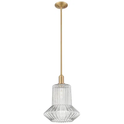 Innovations Lighting Arcadia Springwater 12"w Brushed Brass Stem Pendant W/ Fluted Shade