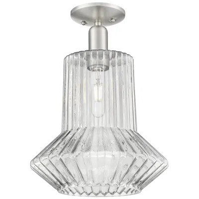 Innovations Lighting Arcadia Springwater 12"w Brushed Nickel Semi-flush W/ Fluted Shade